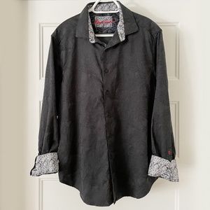 Robert Graham Men's XL Black Acanthus Long Sleeve Cotton Shirt